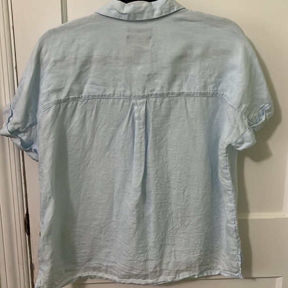 Rachel Roy blue linen shirt size M - Picture 2 of 6
